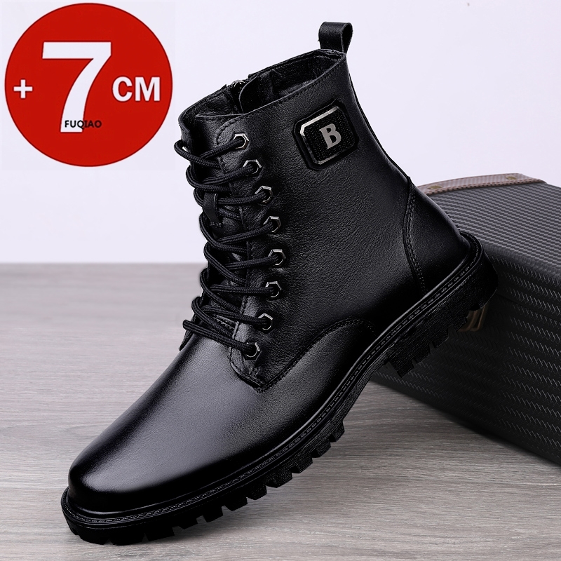 Men'S Shoes Hugo Boss - Men's Genuine Leather Elevator Boots Winter