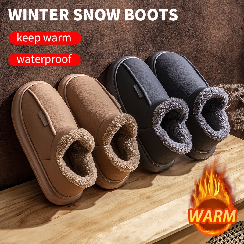 Men Shoes On Cloud - Men Winter Warm Slippers Plush Fleece