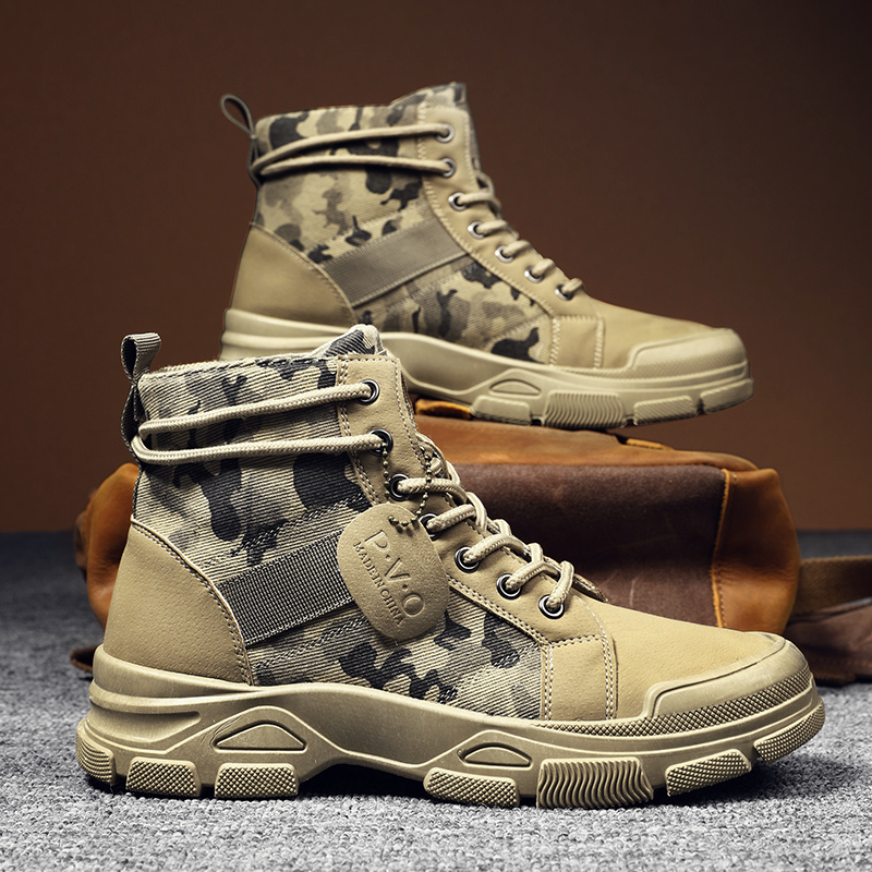 Men'S Shoes For Work - High-Top Boots for Men Autumn Camouflage