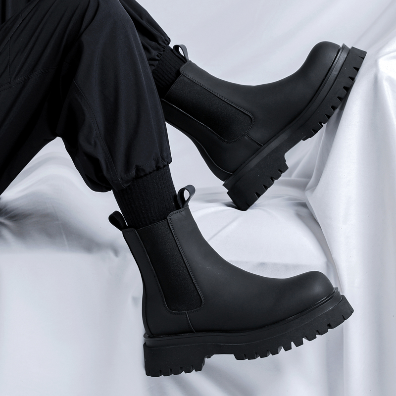 Men Shoes Brand - 2026 Platform Black High Top Boots