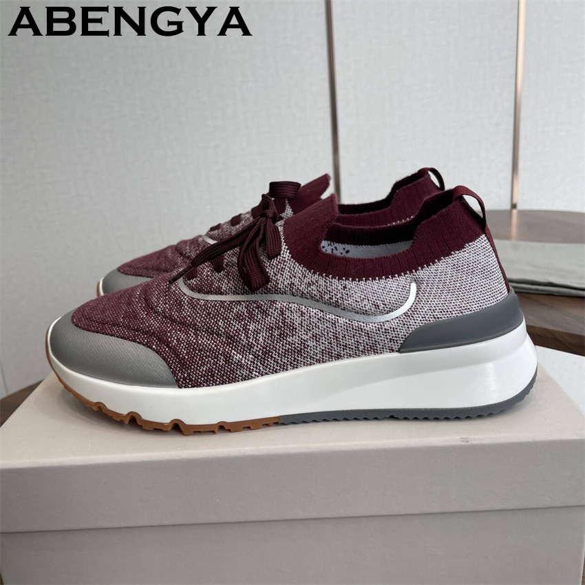Men Shoes Trainers - Men New Multicolour Knitted loafers Shoes