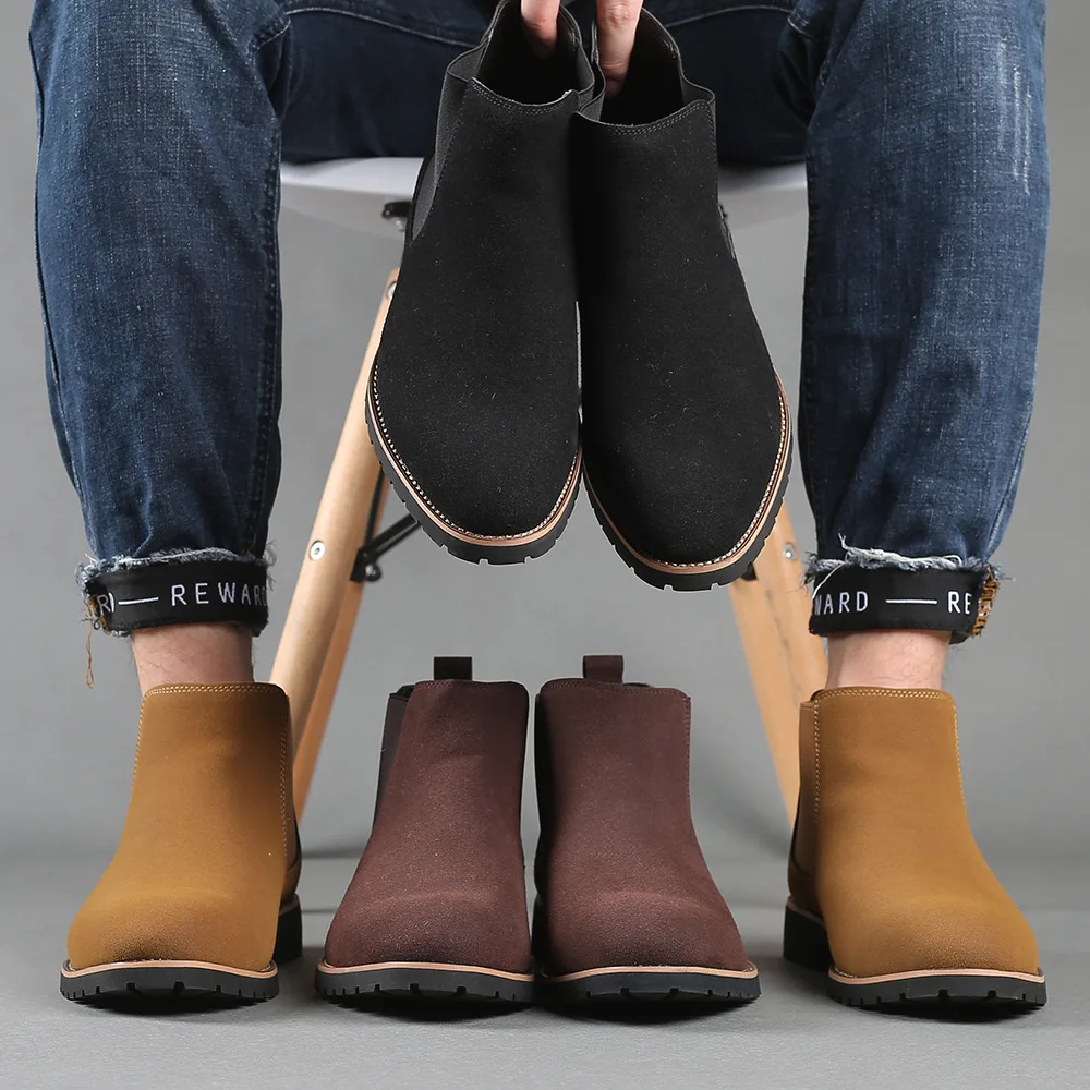 Men Ankle Boots British Style  - đánh giá và giá Chelsea Boots Suede