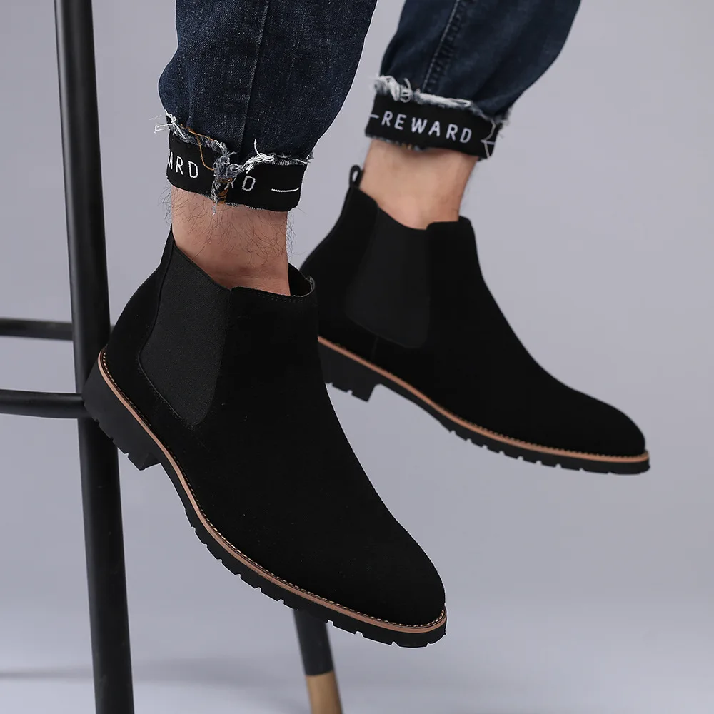 Men Ankle Boots British Style  - đánh giá và giá Chelsea Boots Suede