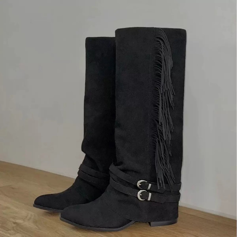 Women Knee-high Boots Tassel D - đánh giá và giá Chelsea Boots Suede