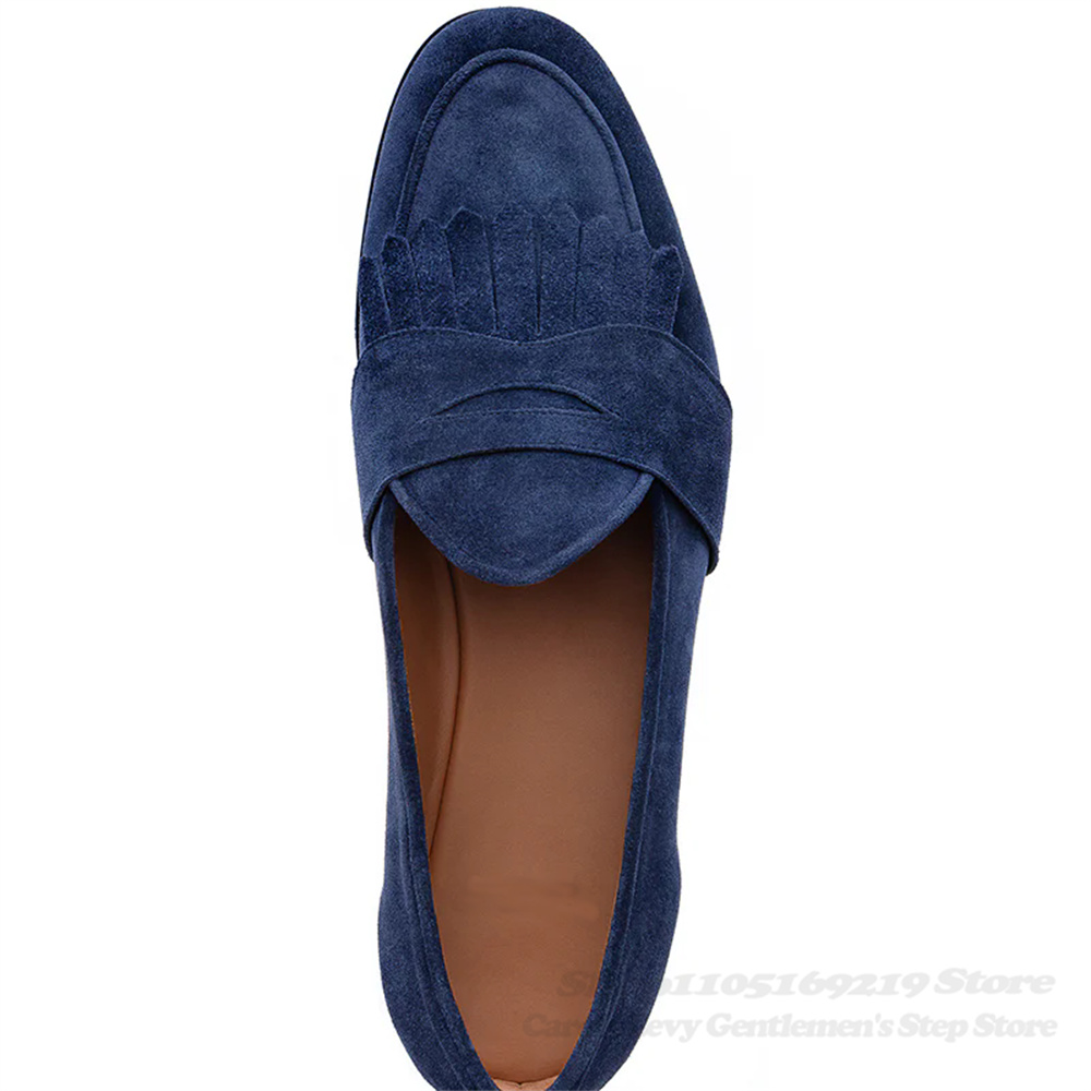 Navy Blue Suede Loafers Men Ro - đánh giá và giá Men Shoes Elegant