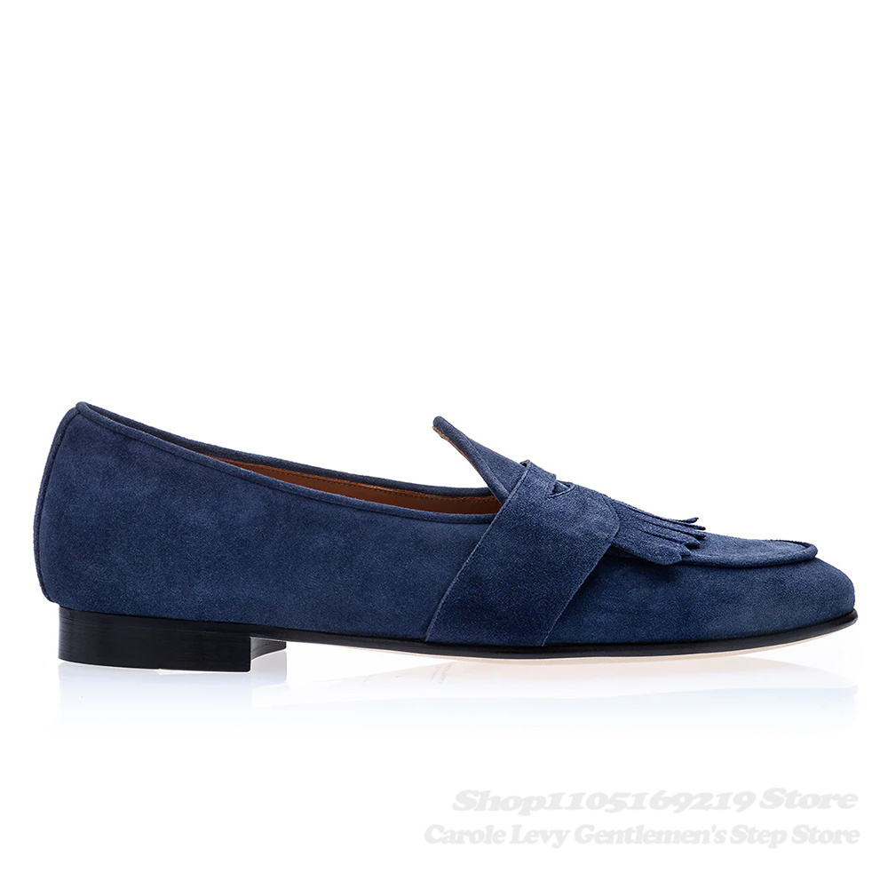 Navy Blue Suede Loafers Men Ro - đánh giá và giá Men Shoes Elegant